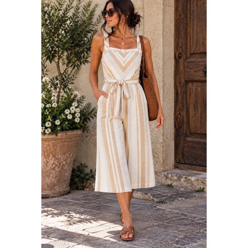 Anthropologie Savannah Striped Wide-Leg Jumpsuit | Size 2
